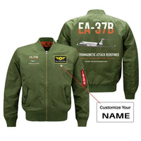 Thumbnail for EA-37B Compass Call design on green+name bomber jacket, double-side print