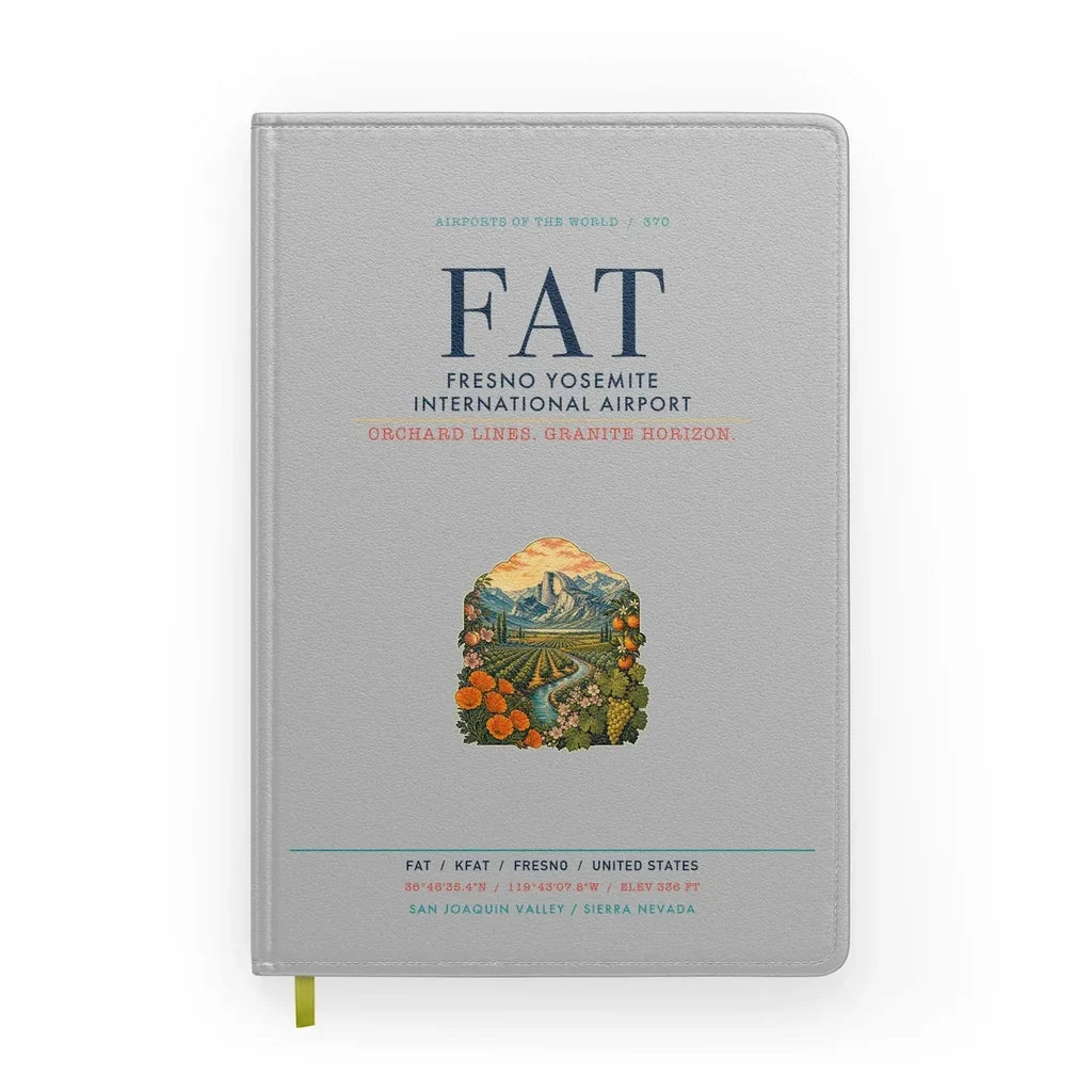 Fresno Yosemite International Airport (FAT) design on light gray notebook