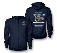 Thumbnail for PW1100G-JM design on navy blue zipped hoodie