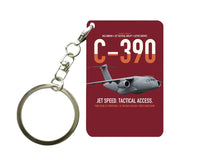 Thumbnail for C-390 Millennium design on dark red designed key chain, double-side print