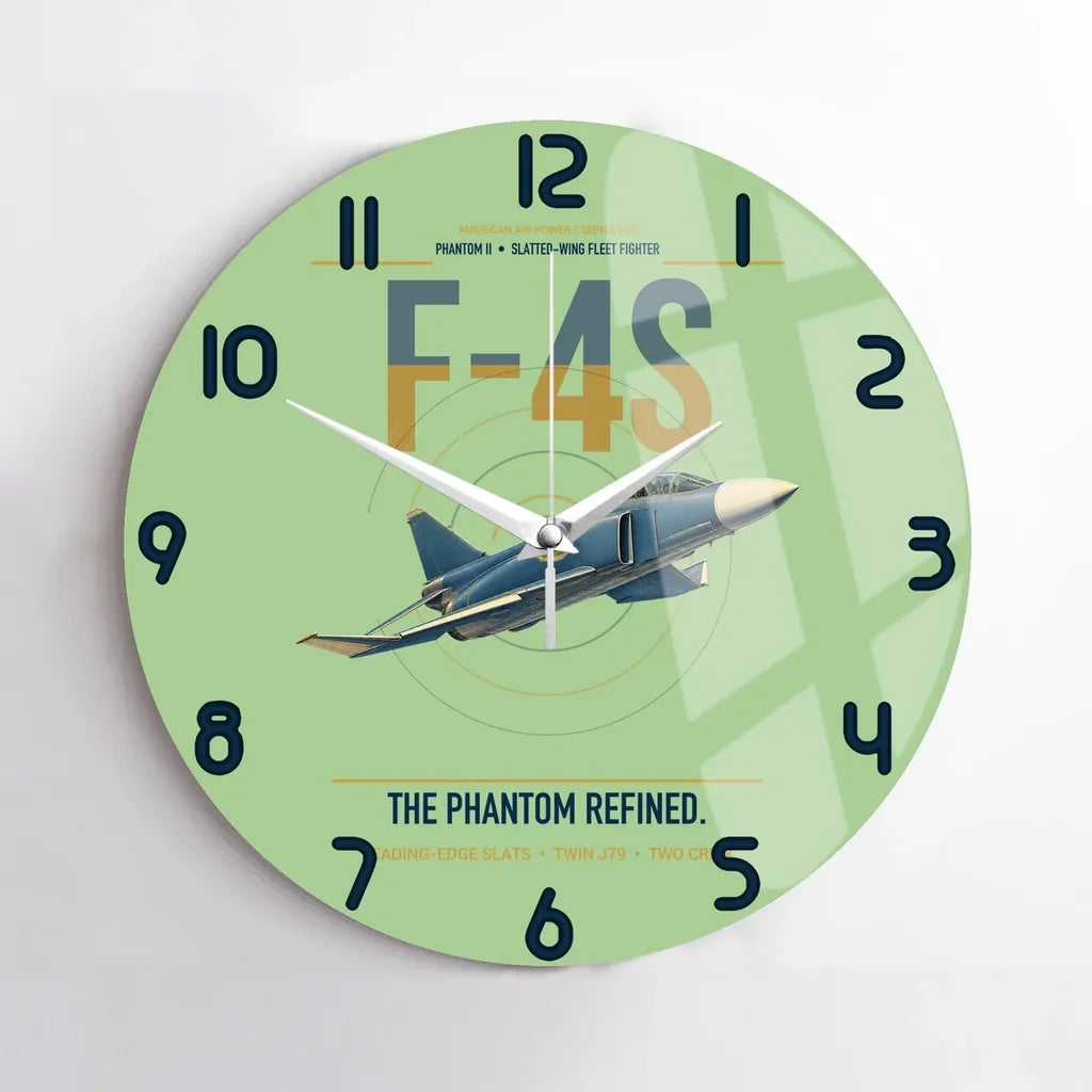 F-4S Phantom II design on light green no frame wall clock