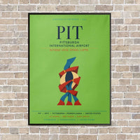 Thumbnail for Pittsburgh International Airport PIT vertical canvas print - framed - light green background