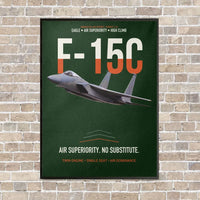 Thumbnail for F-15C Eagle Air Superiority No Substitute vertical canvas print - framed - dark green background