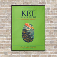 Thumbnail for Keflavík Airport KEF vertical canvas print - framed - light green background