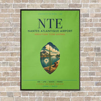 Thumbnail for Nantes Atlantique Airport NTE vertical canvas print - framed - light green background