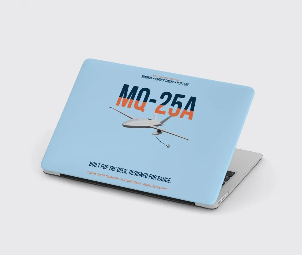 MQ-25A STINGRAY design on light blue MacBook case
