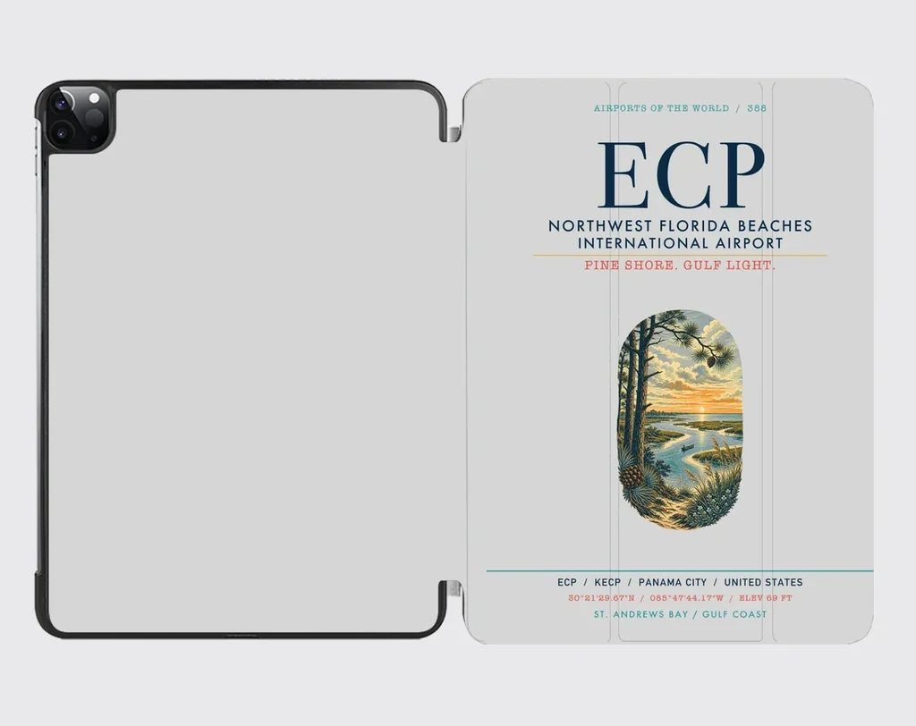 Northwest Florida Beaches International Airport (ECP) design on light gray ipad tablet case