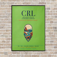 Thumbnail for Brussels South Charleroi Airport CRL vertical canvas print - framed - light green background