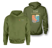 Thumbnail for Deer Lake Regional Airport (YDF) design on green army double-side hoodie