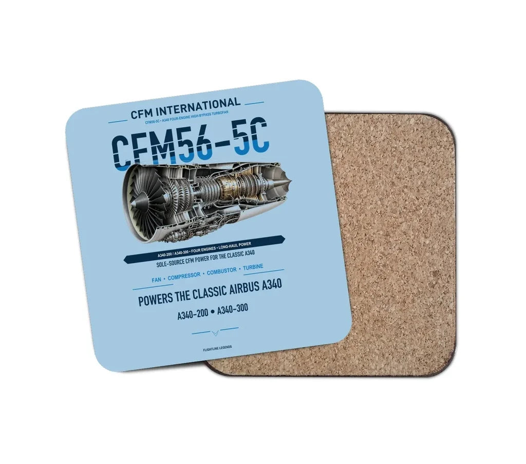 CFM56-5C design on light blue 1 piece coaster