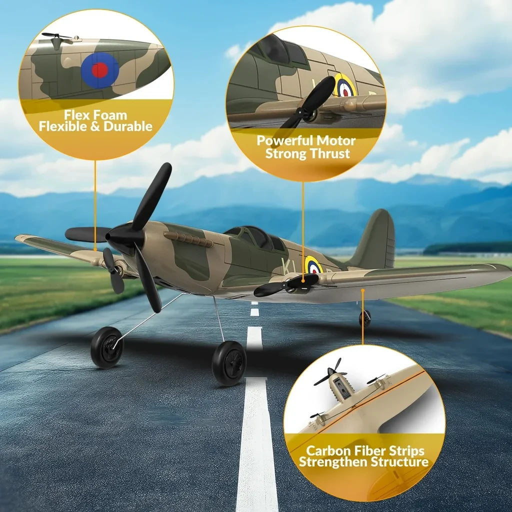 3CH RC Spitfire Plane RTF (2.4GHz, 6-Axis Gyro, Easy Fly) - view 12