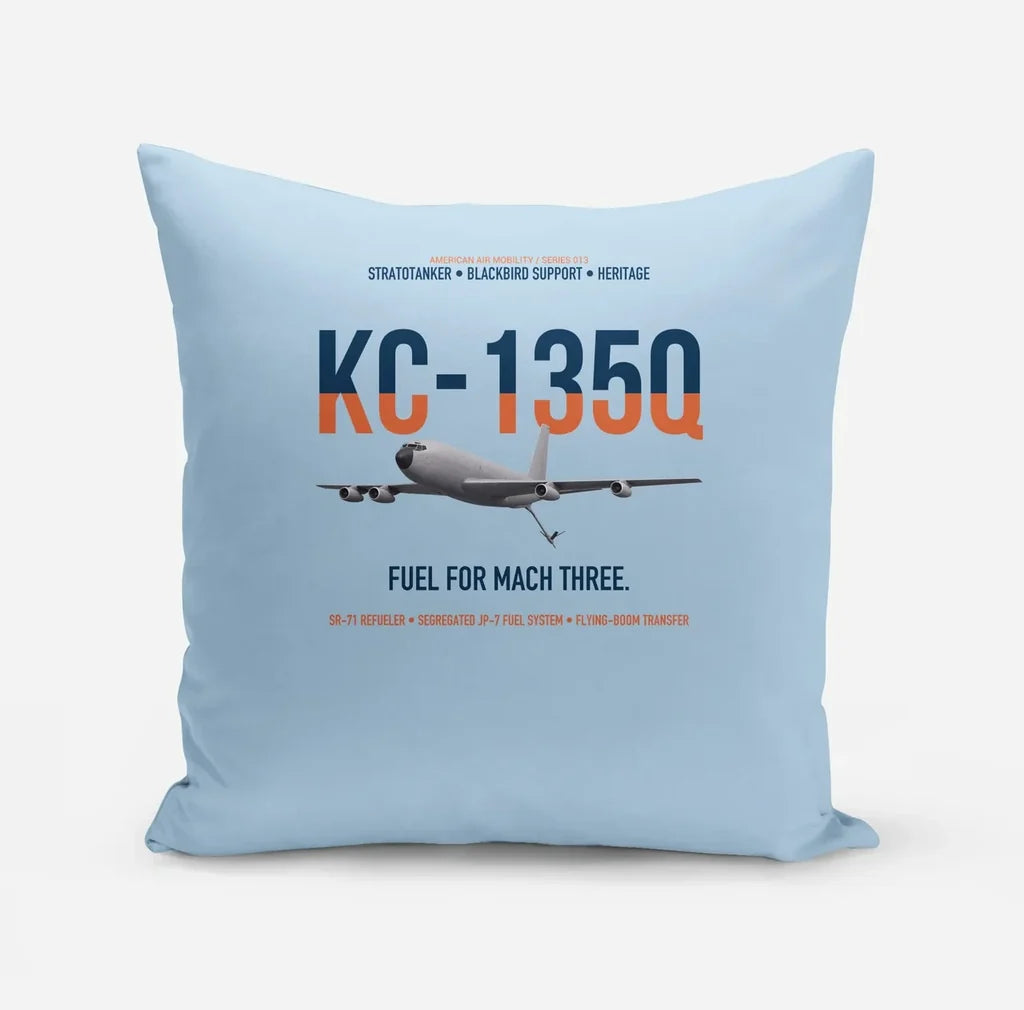 KC-135Q Blackbird Tanker design on light blue pillow