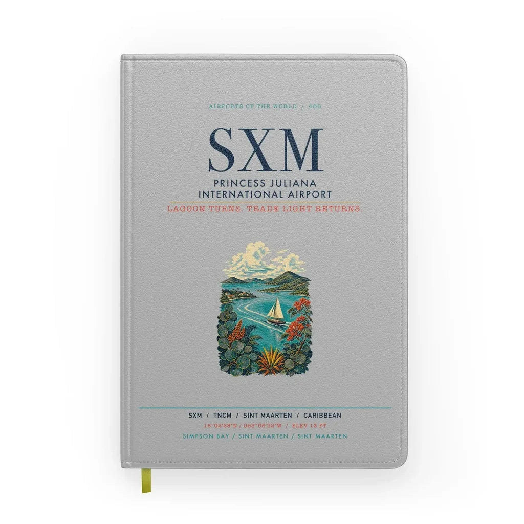 Princess Juliana International Airport Sint Maarten (SXM) design on light gray notebook