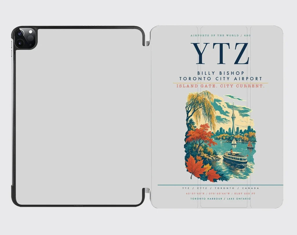 Billy Bishop Toronto City Airport (YTZ) design on light gray ipad tablet case