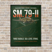 Thumbnail for Savoia-Marchetti SM.79-II Sparviero vertical canvas print - framed - dark green background