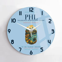 Thumbnail for Philadelphia International Airport (PHL) design on light blue no frame wall clock