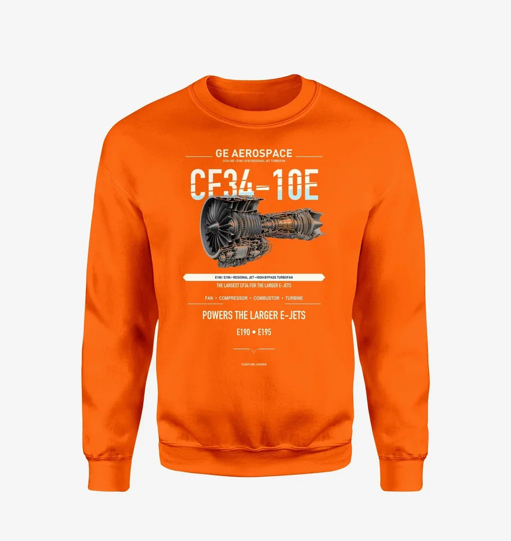 CF34-10E design on orange sweatshirt