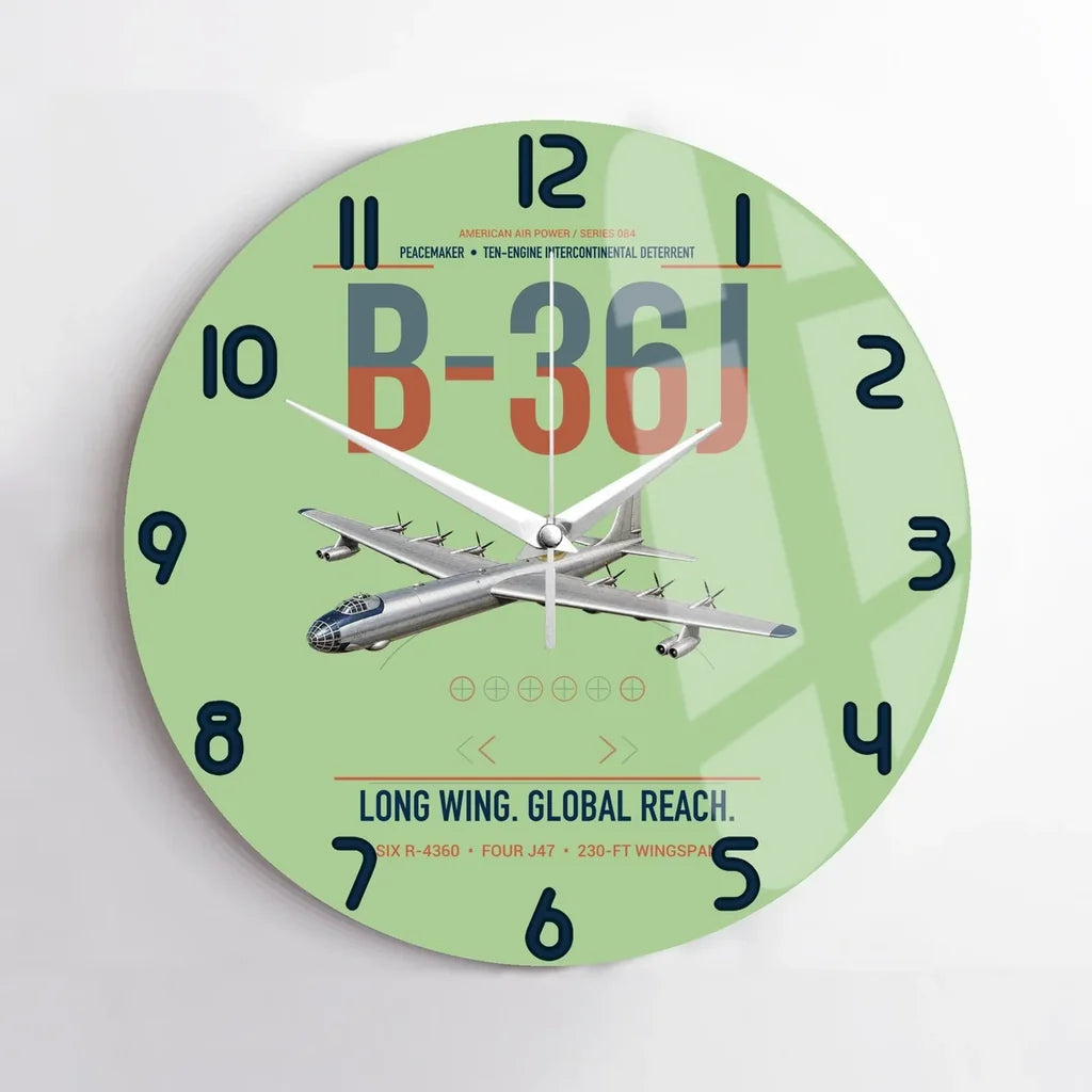 B-36J Peacemaker design on light green no frame wall clock