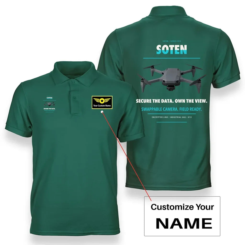 ACSL SOTEN design on green polo with custom name badge