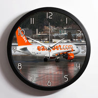 Thumbnail for Easyjet's A320 aviation design on premium wood and metal wall clock.