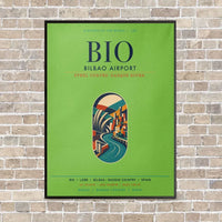 Thumbnail for Bilbao Airport BIO vertical canvas print - framed - light green background