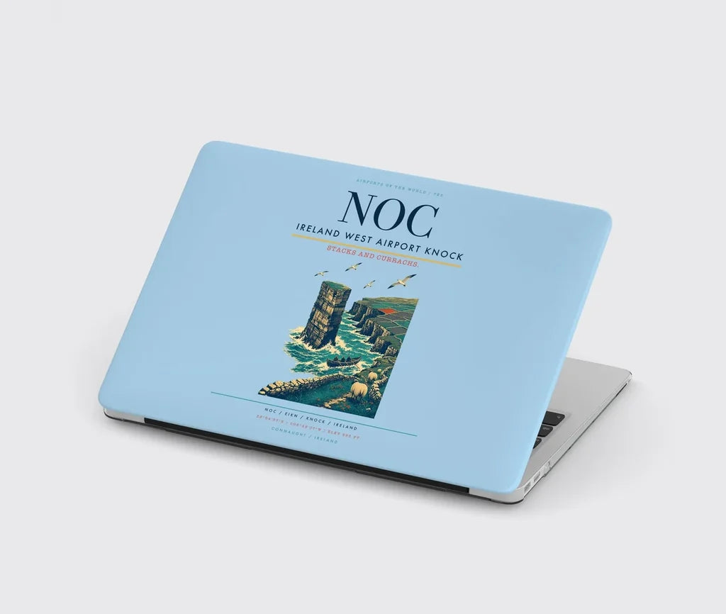 Ireland West Airport Knock (NOC) design on light blue MacBook case