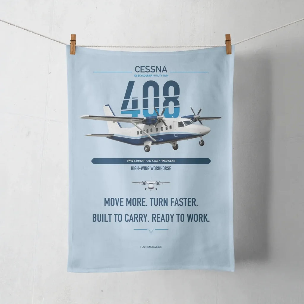 Cessna 408 SkyCourier design on light blue towel