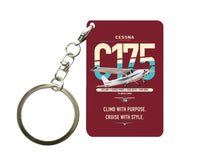 Thumbnail for Cessna 175 Skylark design on dark red designed key chain, double-side print