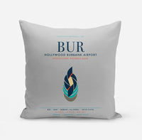Thumbnail for Hollywood Burbank Airport (BUR) design on light gray pillow