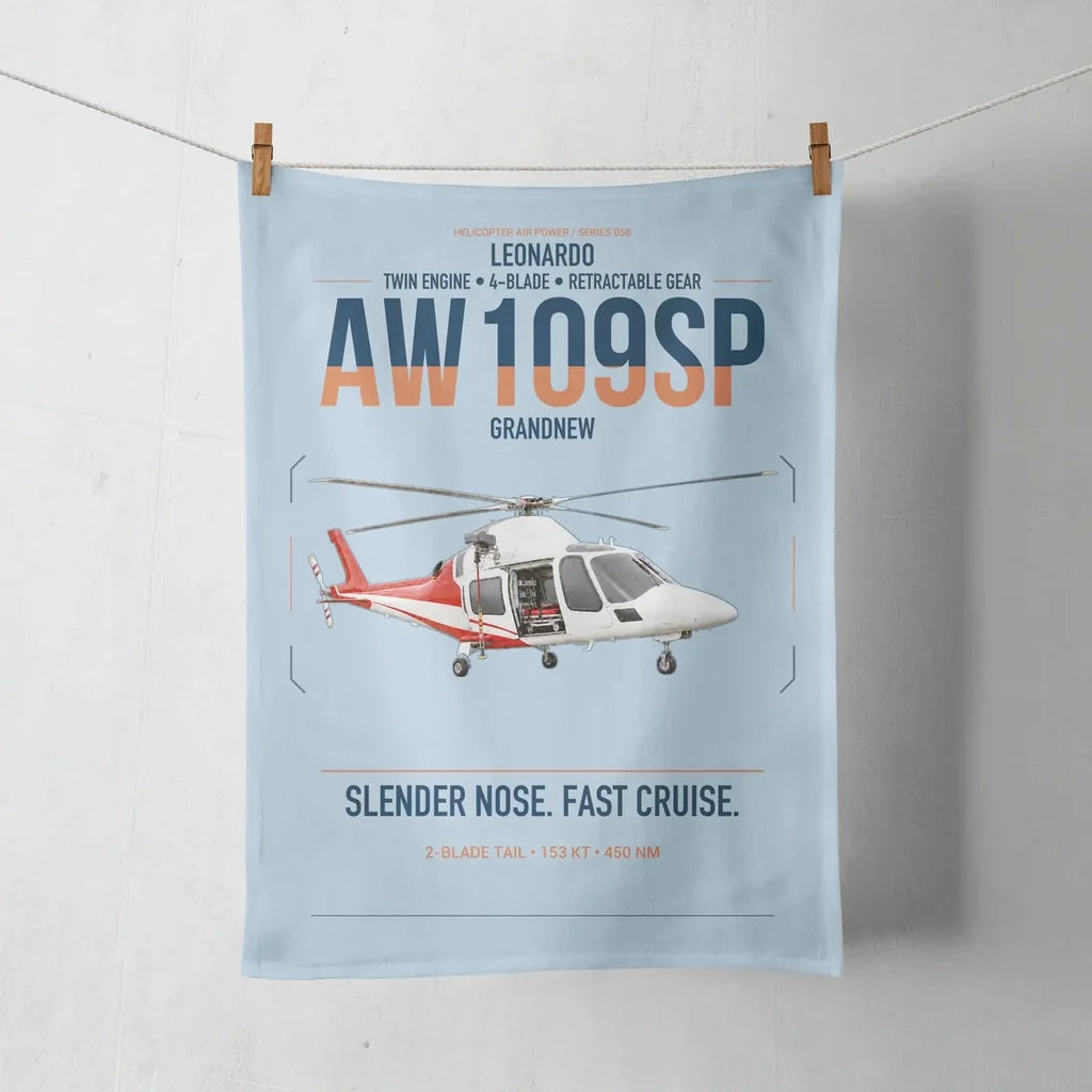 Leonardo AW109SP GrandNew design on light blue towel