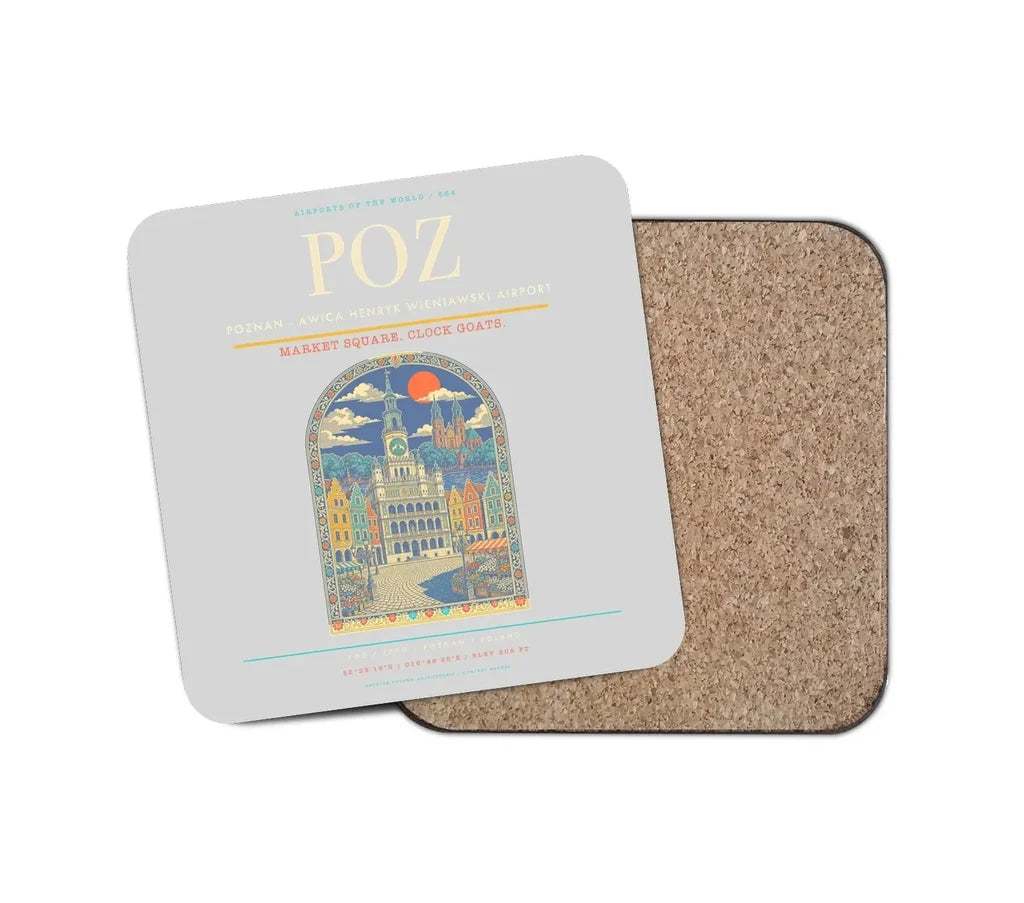 Poznan - awica Henryk Wieniawski Airport POZ Coaster 1-Piece - Light Gray