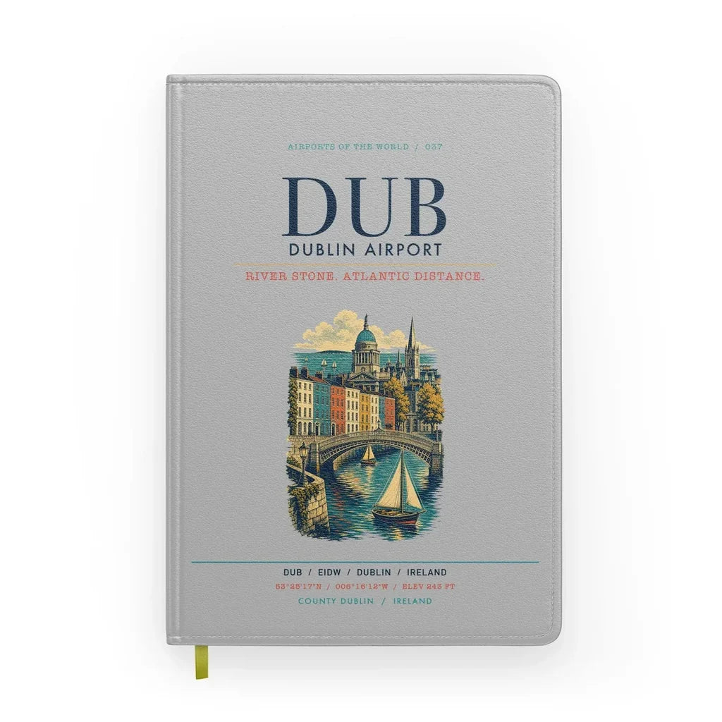 Dublin Airport (DUB) design on light gray notebook