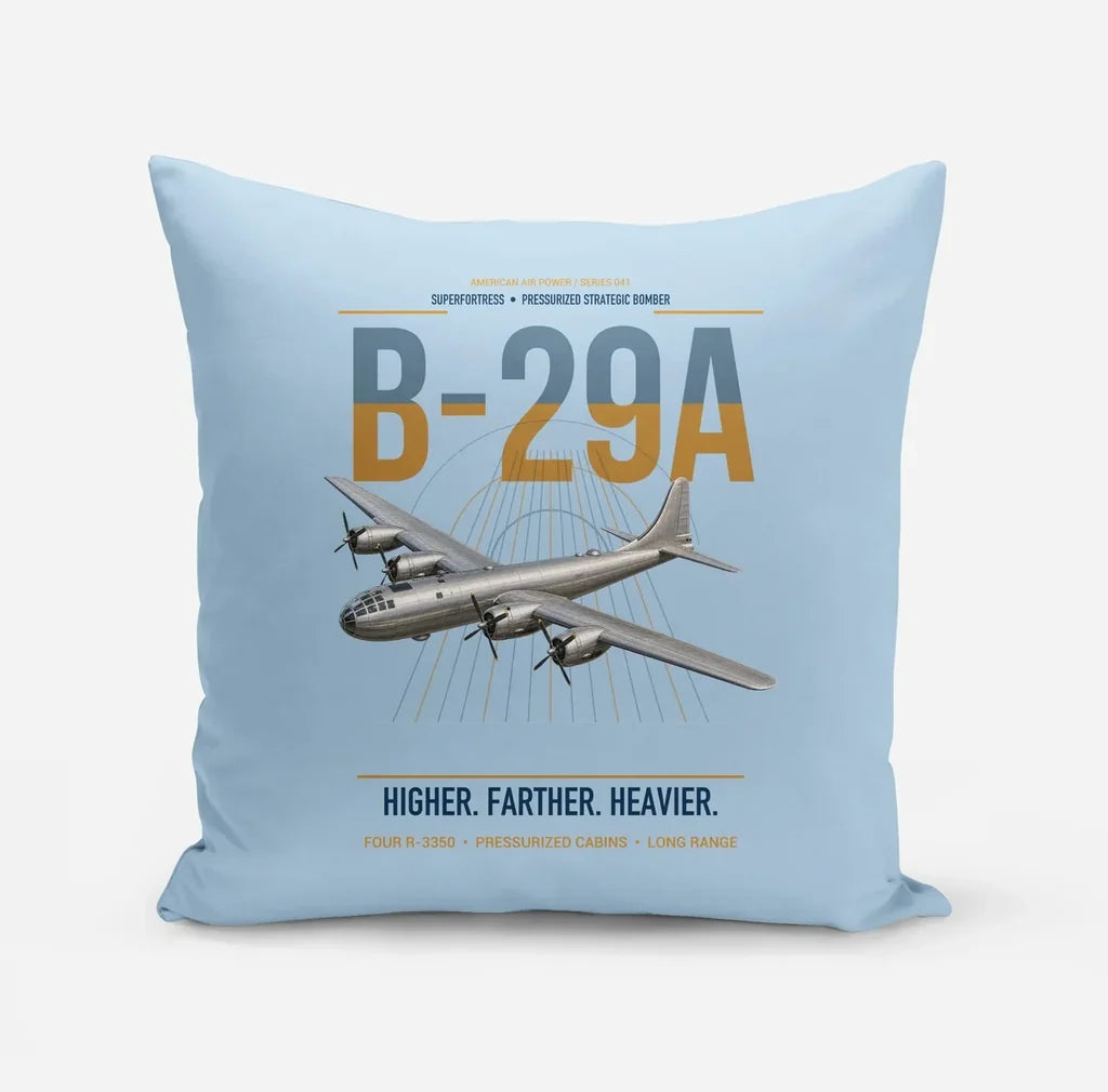 B-29A Superfortress design on light blue pillow
