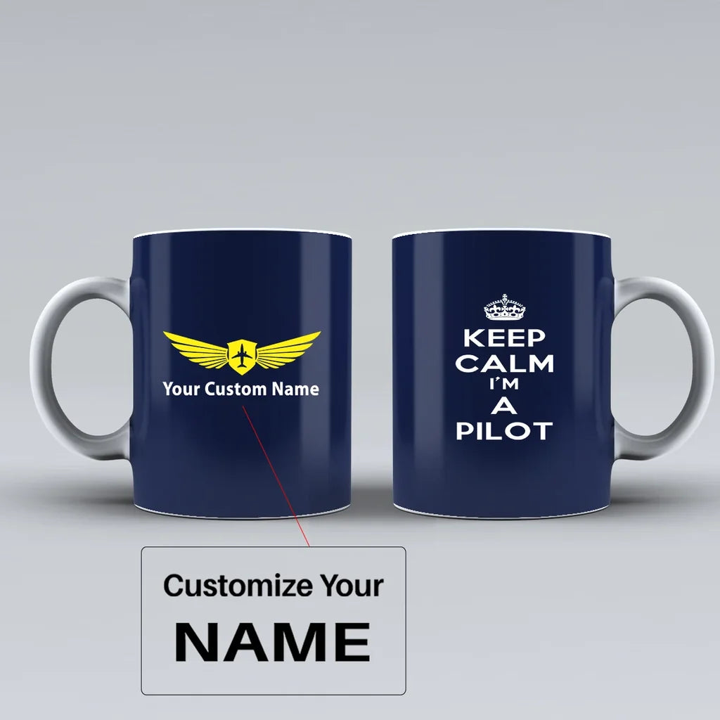 Customisable Keep Calm I'm A Pilot Mug - view 5