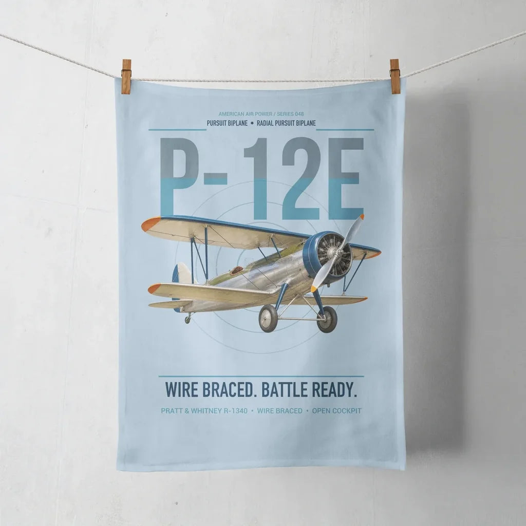 Boeing P-12E design on light blue towel