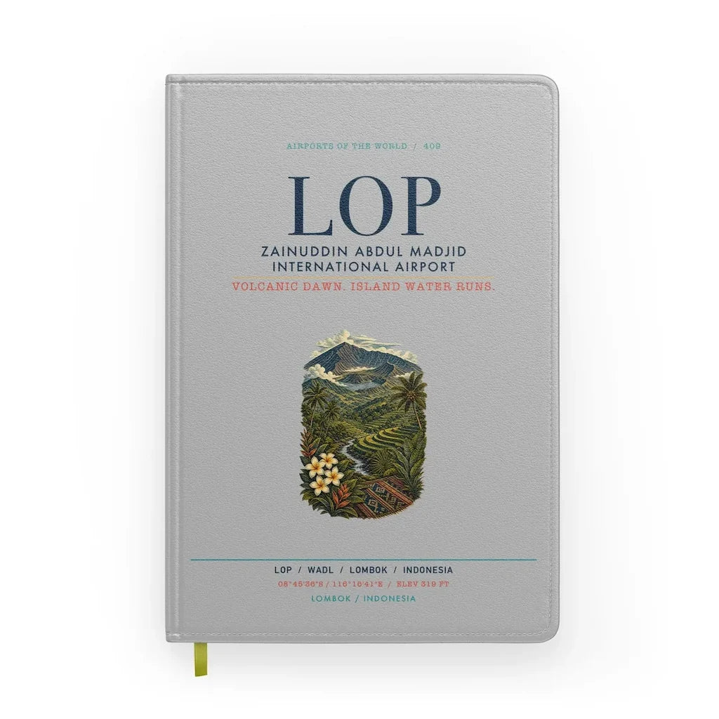 Zainuddin Abdul Madjid International Airport Lombok (LOP) design on light gray notebook