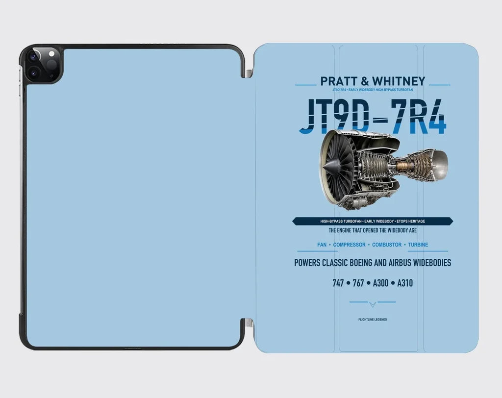 JT9D-7R4 design on light blue ipad tablet case