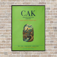 Thumbnail for Akron-Canton Airport CAK vertical canvas print - framed - light green background