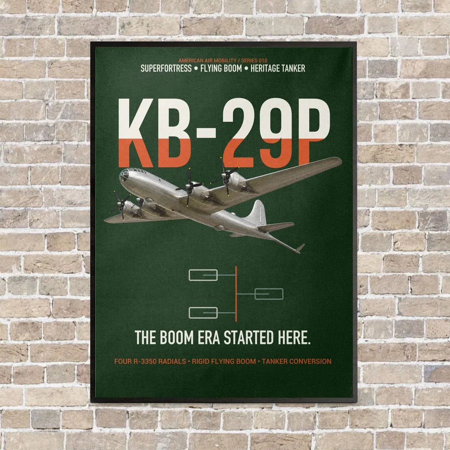 KB-29P SUPERFORTRESS vertical canvas print - framed - dark green background