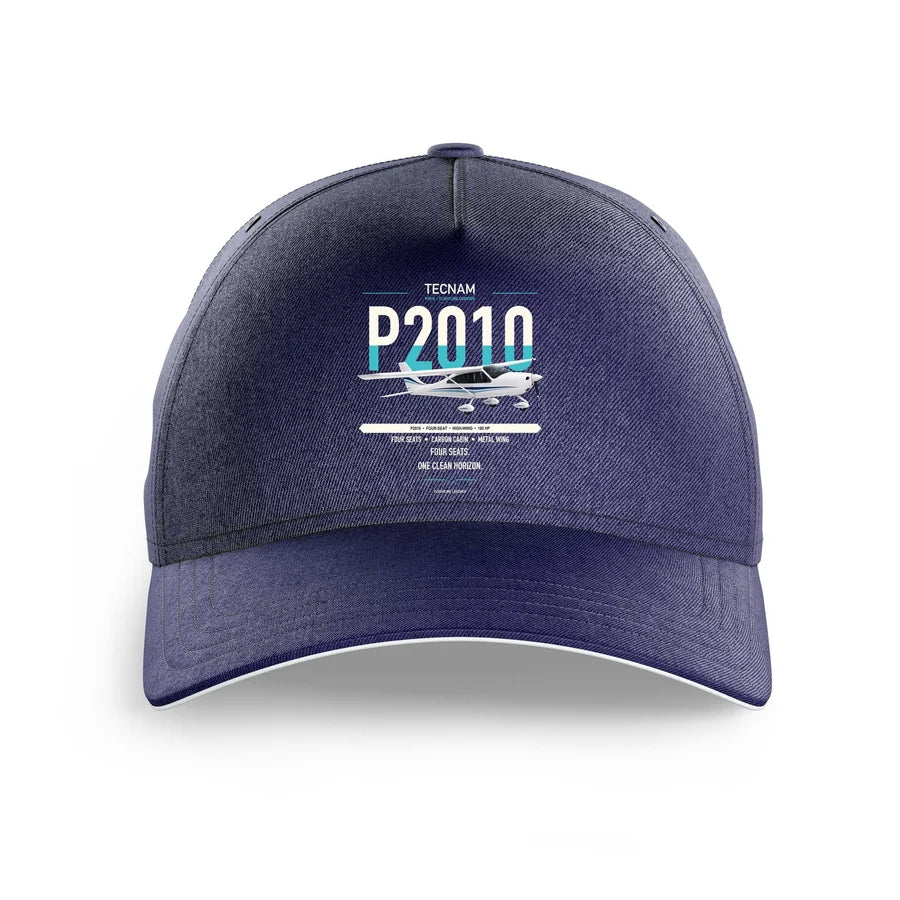Tecnam P2010 design on dark blue printed hat