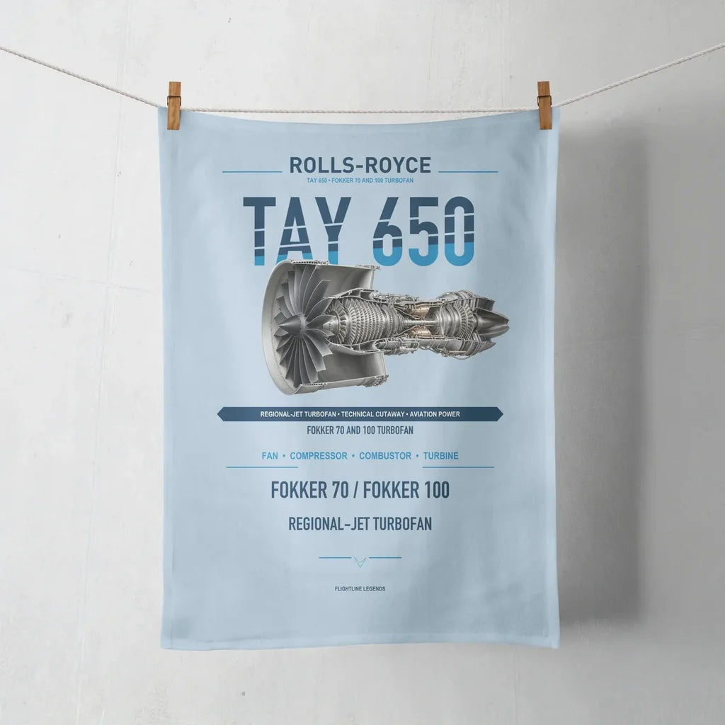TAY 650 design on light blue towel