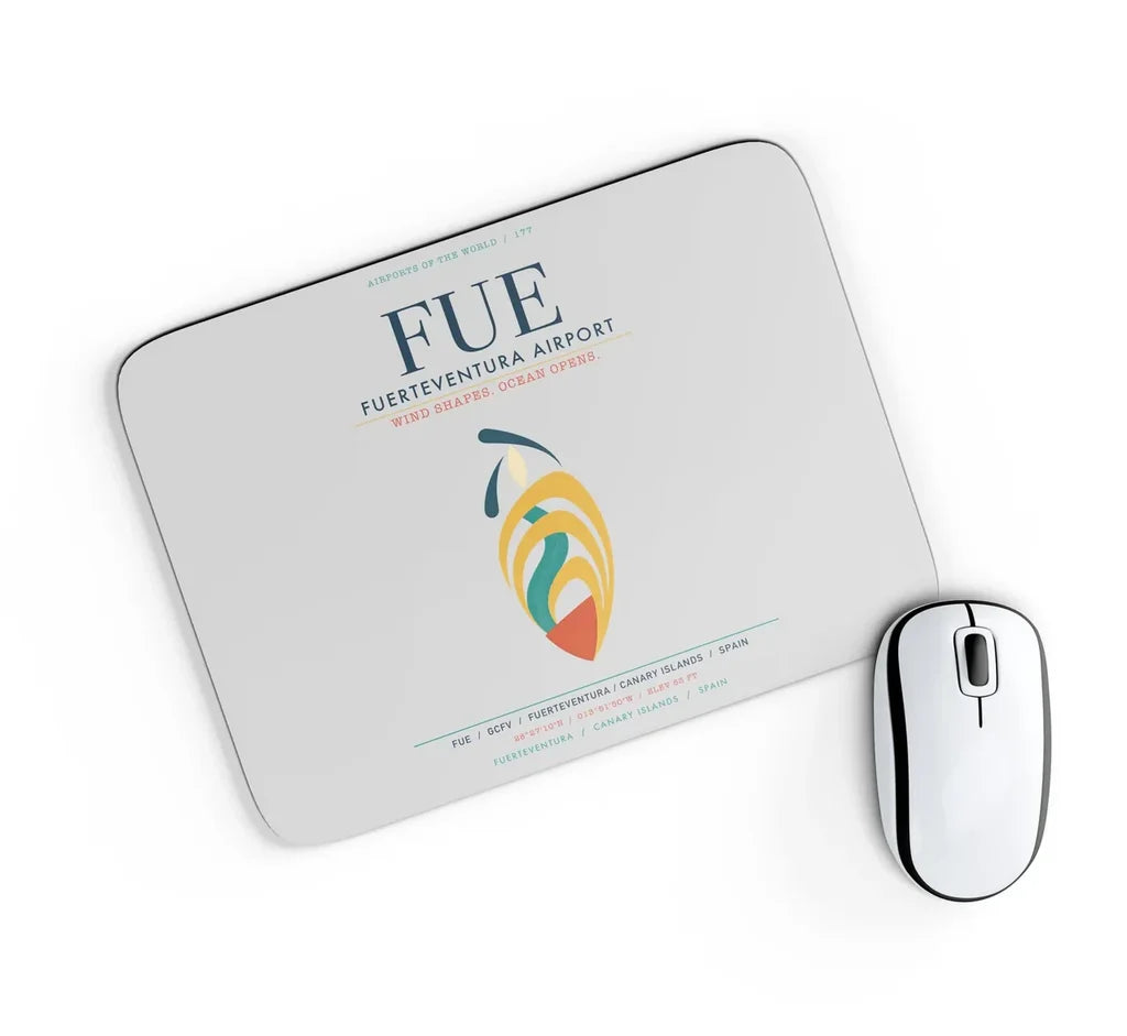 Fuerteventura Airport (FUE) design on light gray rectangle mouse pad