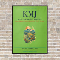 Thumbnail for Aso Kumamoto Airport KMJ vertical canvas print - framed - light green background