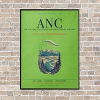Thumbnail for Ted Stevens Anchorage International Airport ANC vertical canvas print - framed - light green background