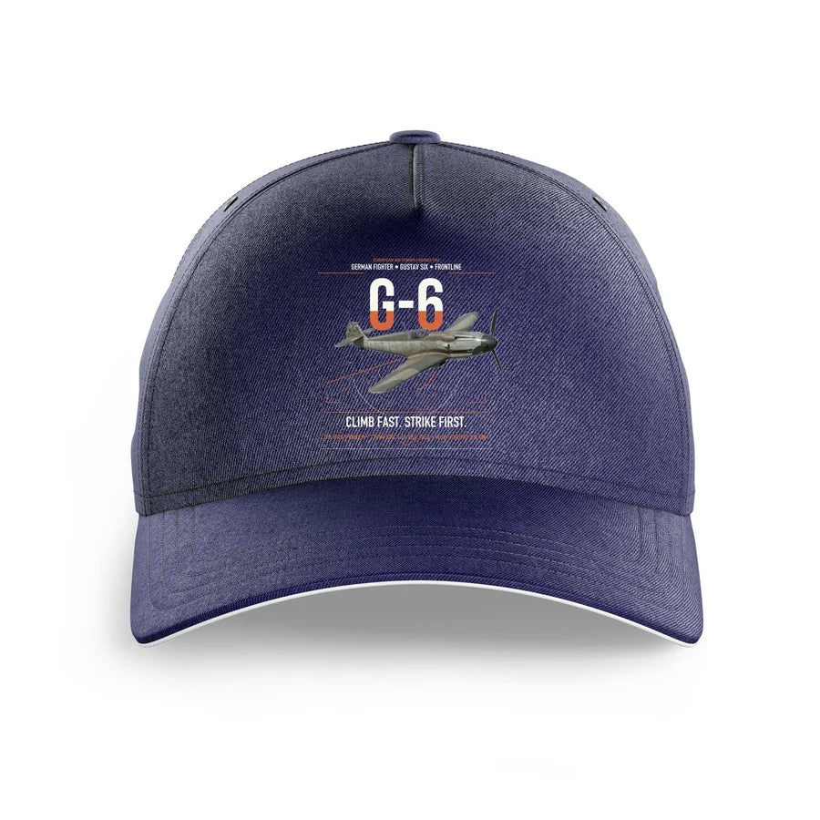 Messerschmitt Bf 109G-6 design on dark blue printed hat