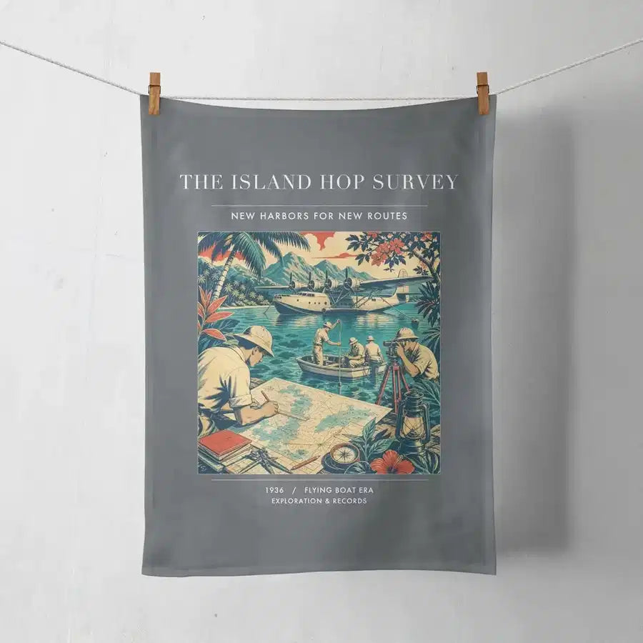 VINTAGE G4209 - The Island Hop Survey - Designed Towels design on gray