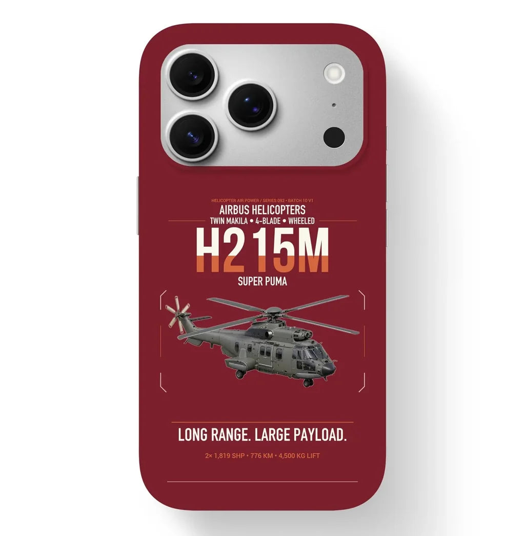 Airbus H215M design on dark red magsafe iphone case, for iPhone 17 Pro