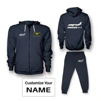 Thumbnail for The Embraer ERJ-175 Zipped Hoodie - Dark Blue + Name (Customizable)