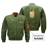 Thumbnail for Châlons-Vatry Airport (XCR) design on green bomber jacket with custom name patch