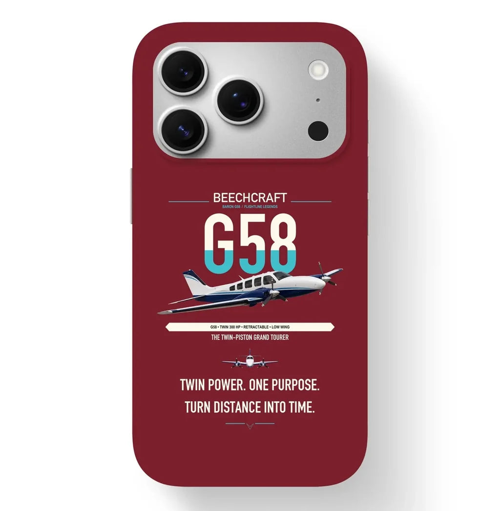 Beechcraft Baron G58 design on dark red magsafe iphone case, for iPhone 17 Pro